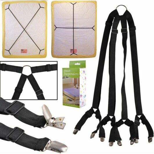 Tumalagia - Bed Sheet Straps Suspenders Clamp Holder Closure Clips Many Adjustable Long Crisscross Bed Sheet Mattress Bands