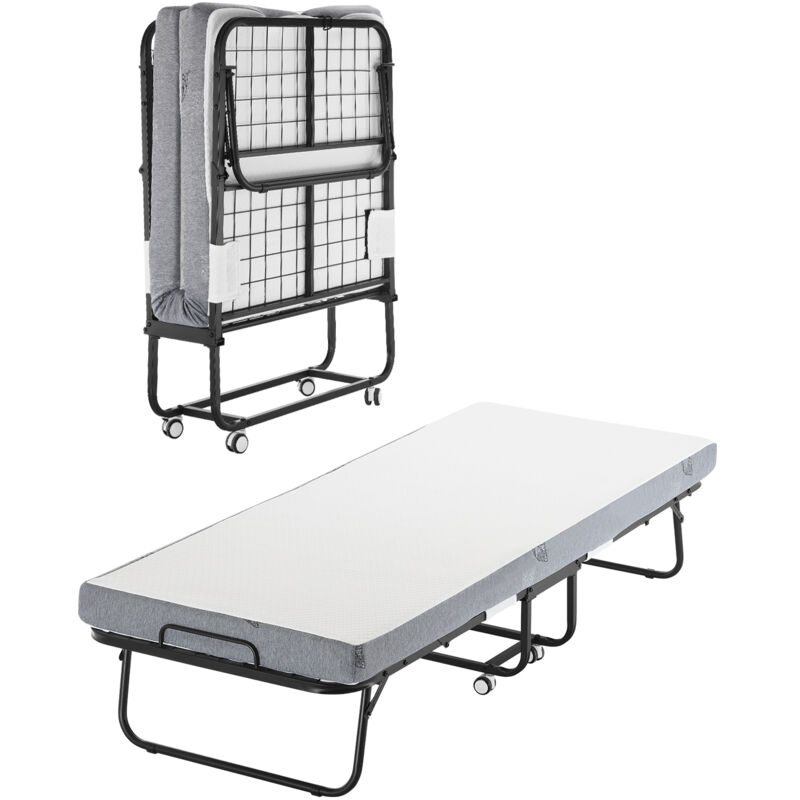 VEVOR Rollaway Bed, 31 in x 75 in Folding Bed with 4 in Mattress, Twin Size Foldable Bed with Sturdy Metal Frame & Memory Foam Mattress, Portable