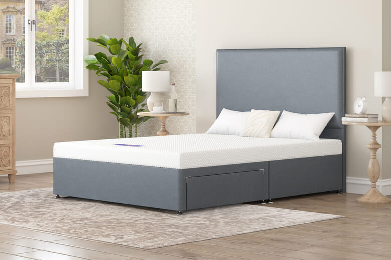 Value Eco Foam Mattress + Premium Divan Bed, Carbon, 4 Drawer, Double