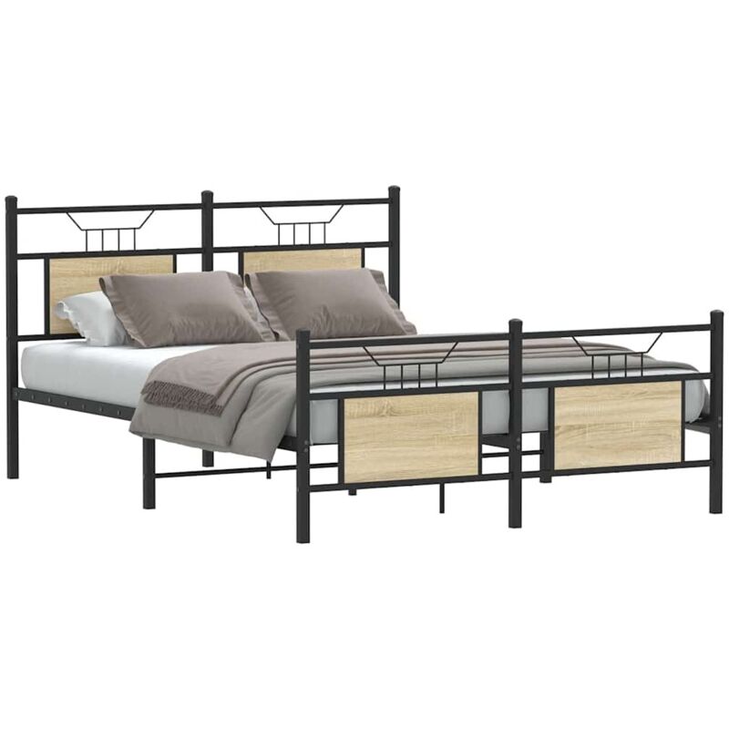 Vidaxl - Bed Frame without Mattress Sonoma Oak 137x190 cm Engineered Wood