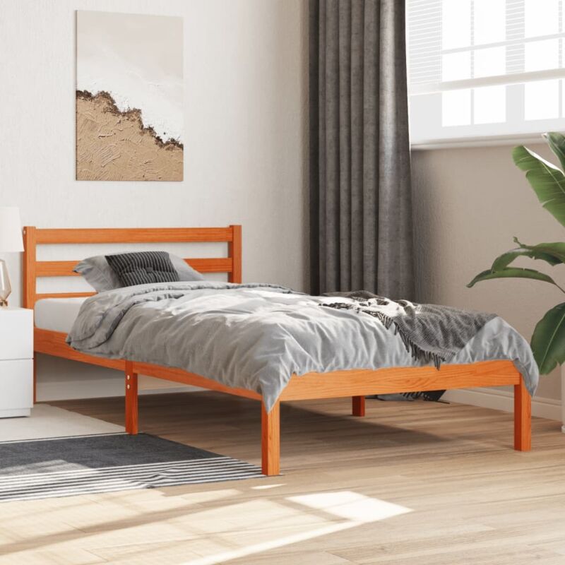 Vidaxl - Bed Frame without Mattress Wax Brown 90x190 cm Single Solid Wood Pine