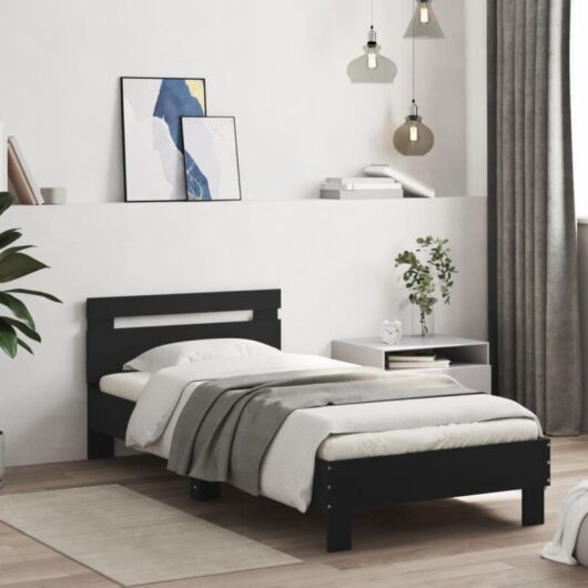 Vidaxl - Bed Frame without Mattress with Headboard Black 75x190 cm Small Single