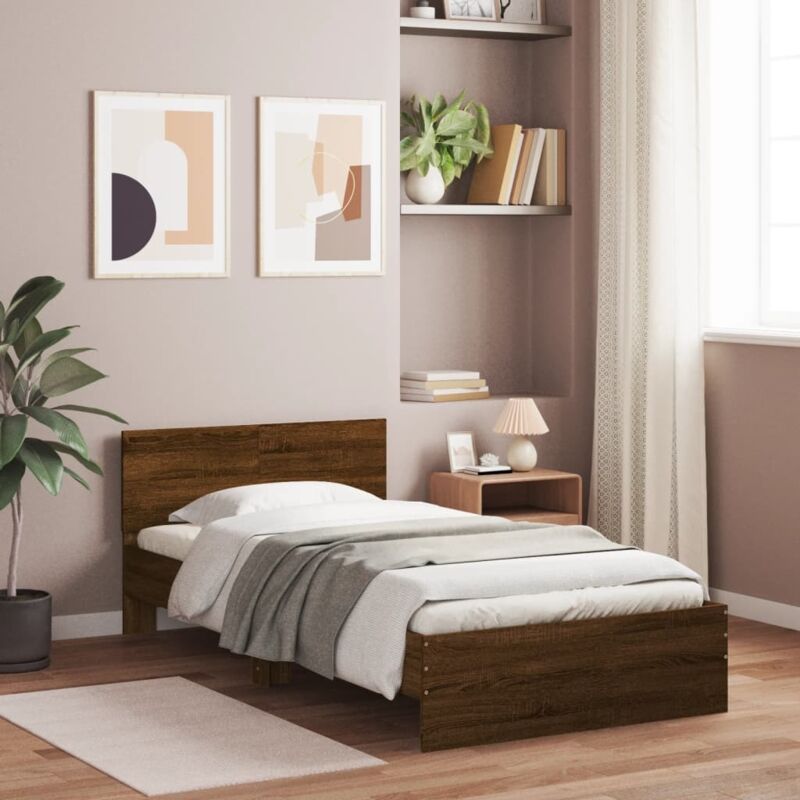 Vidaxl - Bed Frame without Mattress with Headboard Brown Oak 100x200 cm