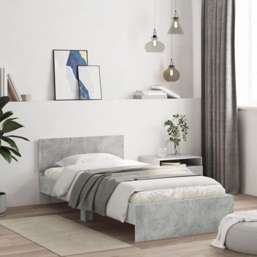 Vidaxl - Bed Frame without Mattress with Headboard Concrete Grey 100x200 cm