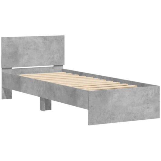Vidaxl - Bed Frame without Mattress with Headboard Concrete Grey 90x190 cm Single