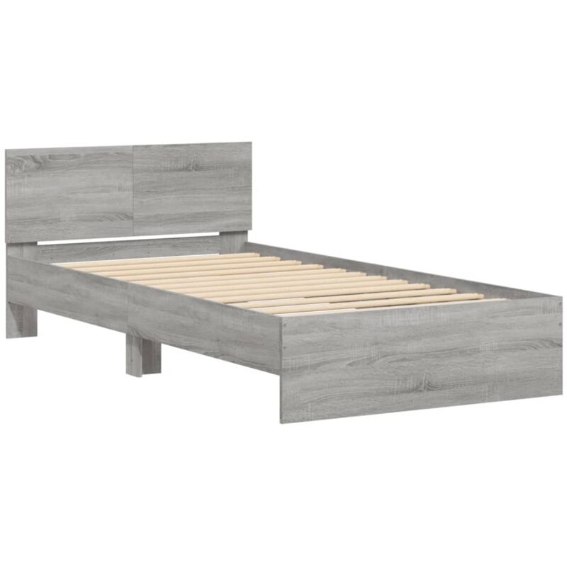 Vidaxl - Bed Frame without Mattress with Headboard Grey Sonoma 100x200 cm