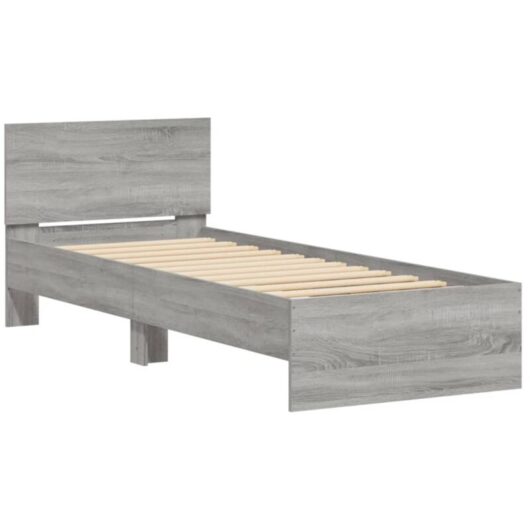 Vidaxl - Bed Frame without Mattress with Headboard Grey Sonoma 90x190 cm Single