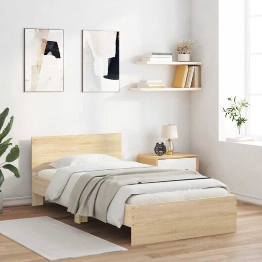 Vidaxl - Bed Frame without Mattress with Headboard Sonoma Oak 100x200 cm