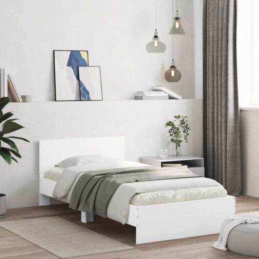Vidaxl - Bed Frame without Mattress with Headboard White 100x200 cm