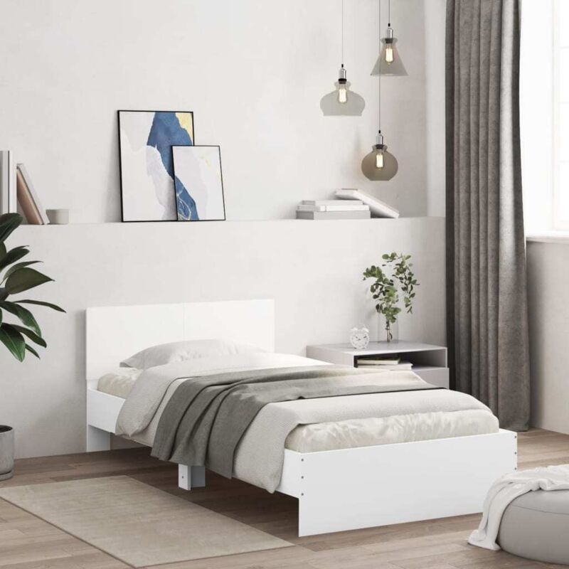 Vidaxl - Bed Frame without Mattress with Headboard White 100x200 cm