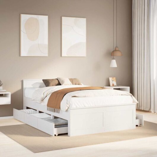 Vidaxl - Bed Frame without Mattress with Headboard White 120x190 cm Small Double Solid Wood Pine