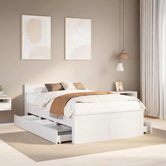 Vidaxl - Bed Frame without Mattress with Headboard White 120x200 cm Solid Wood Pine