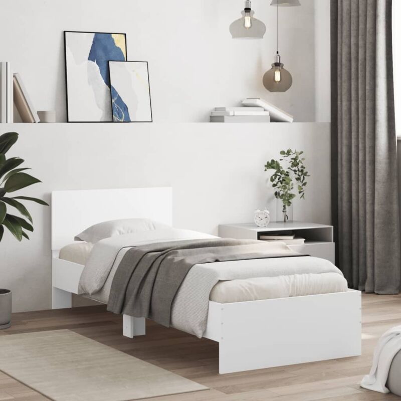 Vidaxl - Bed Frame without Mattress with Headboard White 75x190 cm Small Single