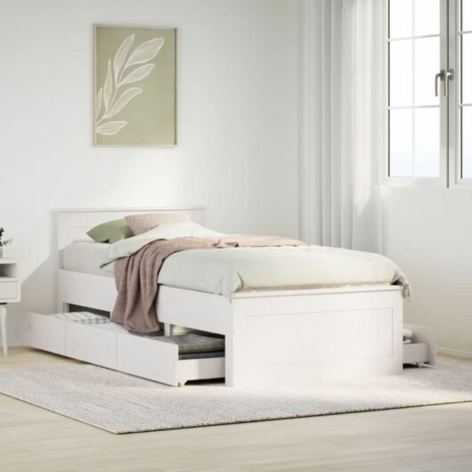 Vidaxl - Bed Frame without Mattress with Headboard White 90x200 cm Solid Wood Pine