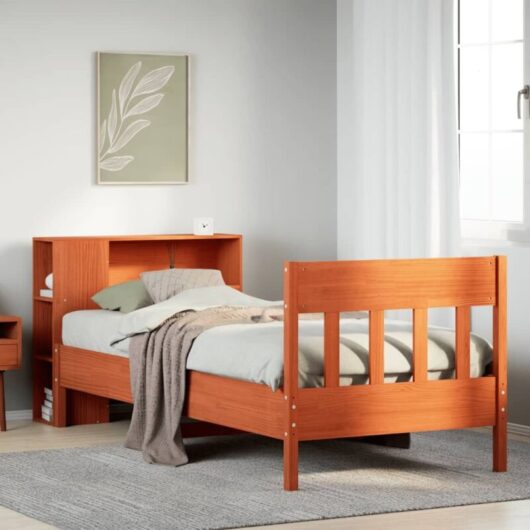 Vidaxl - Bookcase Bed without Mattress Wax Brown 100x200cm Solid Wood Pine
