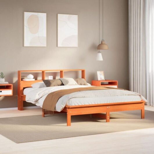 Vidaxl - Bookcase Bed without Mattress Wax Brown 120x190 cm Small Double Solid Wood Pine