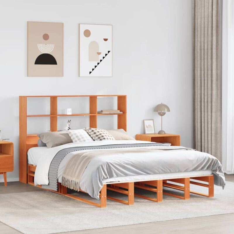 Vidaxl - Bookcase Bed without Mattress Wax Brown 150x200 cm King Size Solid Wood
