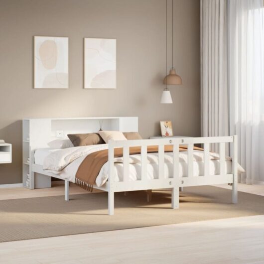 Vidaxl - Bookcase Bed without Mattress White 150x200 cm King Size Solid Wood Pine