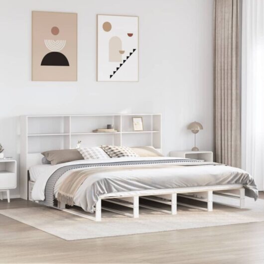 Vidaxl - Bookcase Bed without Mattress White 180x200 cm Super King Solid Wood