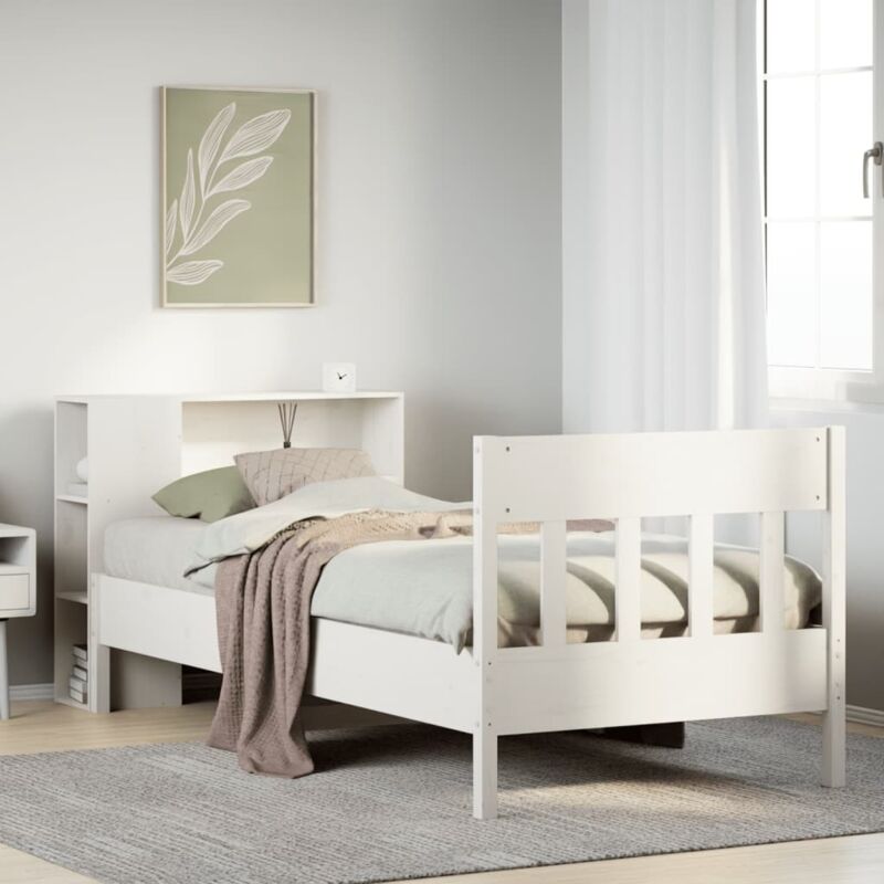 Vidaxl - Bookcase Bed without Mattress White 75x190 cm Small Single Solid Wood Pine