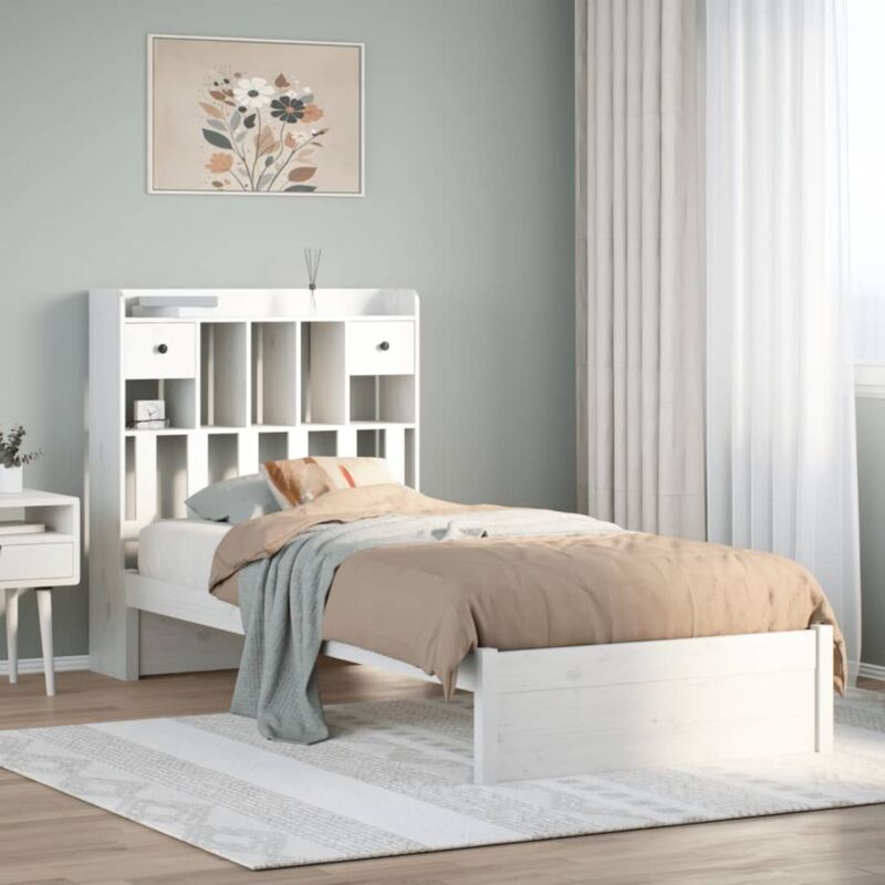Vidaxl - Bookcase Bed without Mattress White 90x200cm Solid Wood Pine
