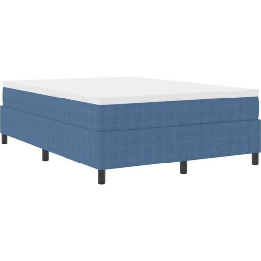 Vidaxl - Box Spring Bed Blue,White 203 x 140 x 60 cm Corduroy fabric