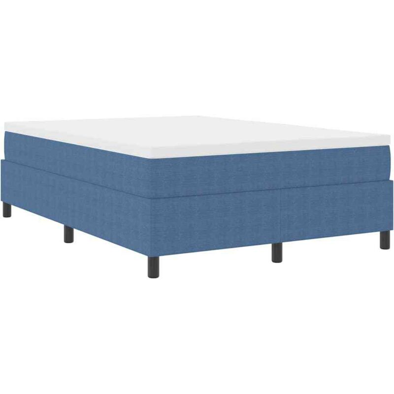 Vidaxl - Box Spring Bed Blue,White 203 x 140 x 60 cm Corduroy fabric