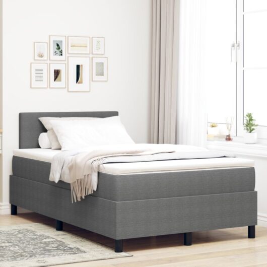 Vidaxl - Box Spring Bed Manual Light Grey,White 203 x 120 x 88 cm