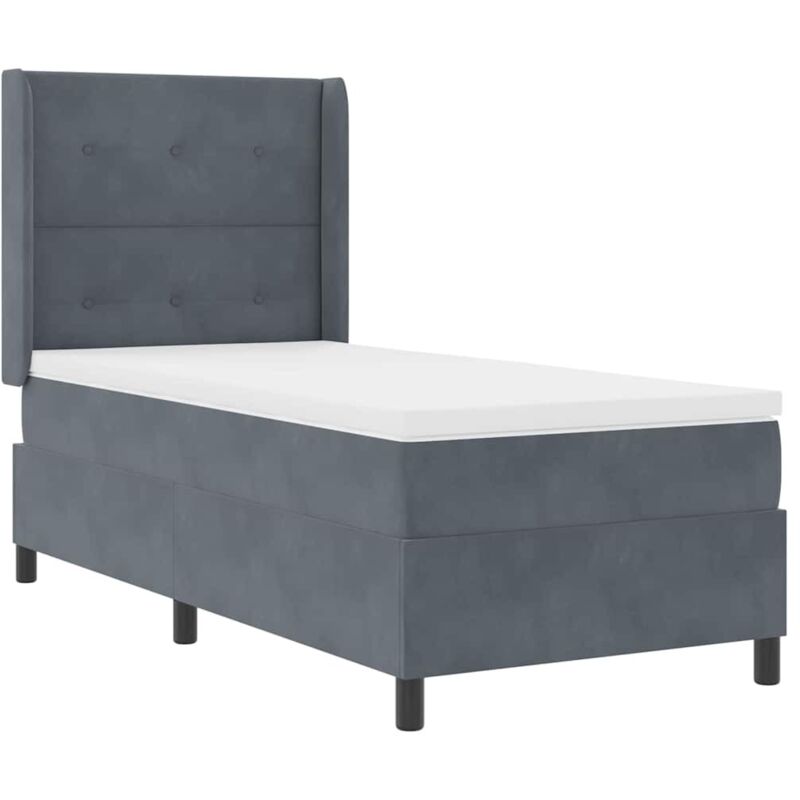 Vidaxl - Box Spring Bed with Headboard Dark grey 100 x 200 cm Velvet