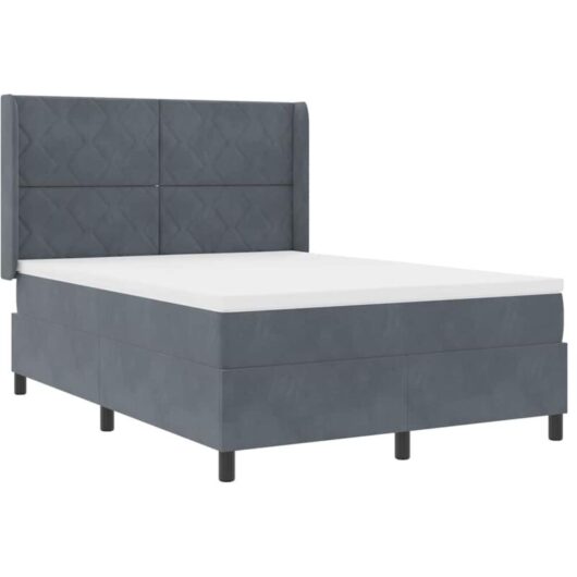 Vidaxl - Box Spring Bed with Headboard Dark grey 140 x 190 cm Velvet