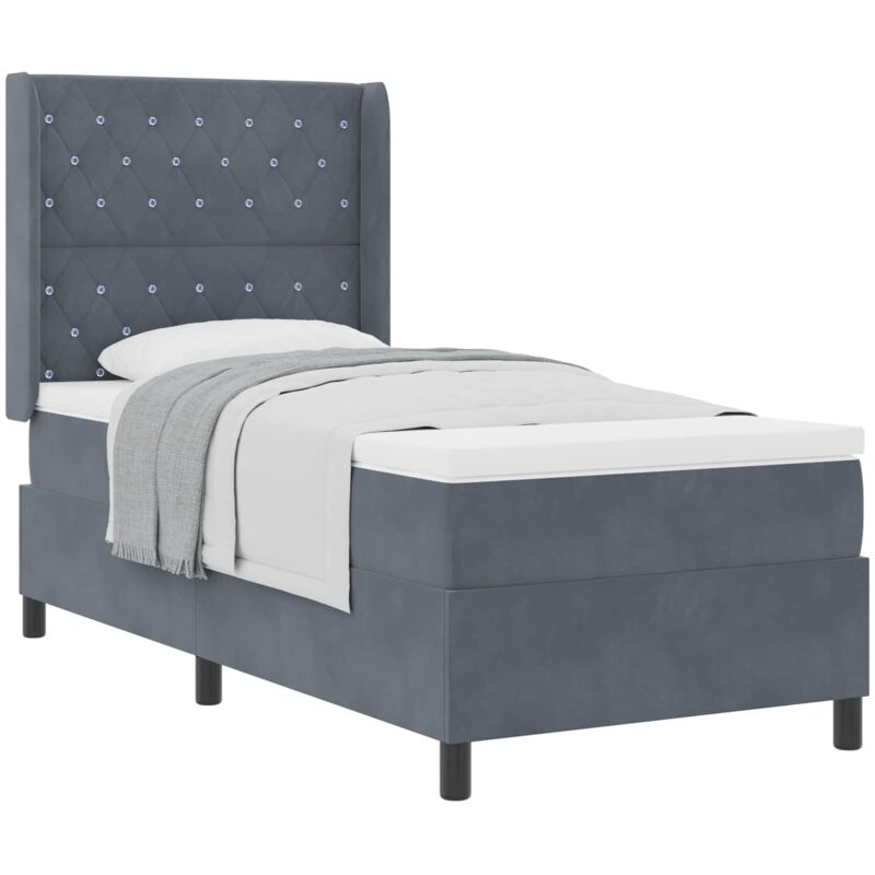 Vidaxl - Box Spring Bed with Headboard Dark grey 90 x 200 cm Velvet