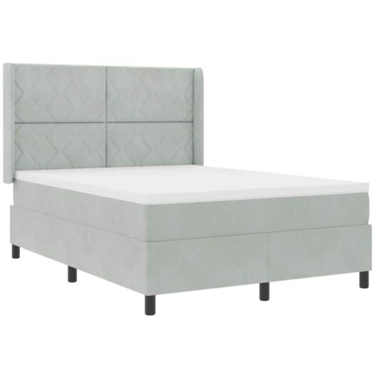 Vidaxl - Box Spring Bed with Headboard Light grey 140 x 200 cm Velvet