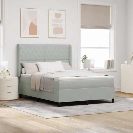 Vidaxl - Box Spring Bed with Headboard Light grey 160 x 200 cm Velvet