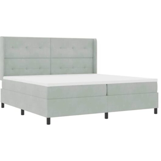 Vidaxl - Box Spring Bed with Headboard Light grey 200 x 200 cm Velvet