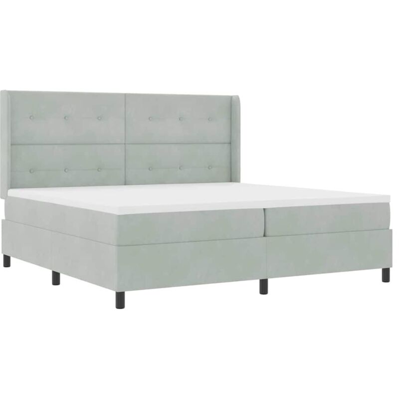 Vidaxl - Box Spring Bed with Headboard Light grey 200 x 200 cm Velvet