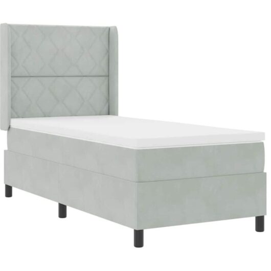 Vidaxl - Box Spring Bed with Headboard Light grey 90 x 200 cm Velvet