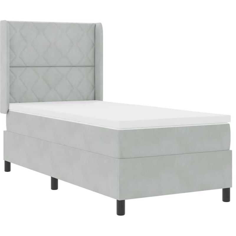Vidaxl - Box Spring Bed with Headboard Light grey 90 x 200 cm Velvet