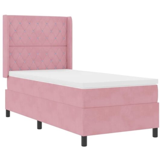 Vidaxl - Box Spring Bed with Headboard Pink 100 x 200 cm Velvet