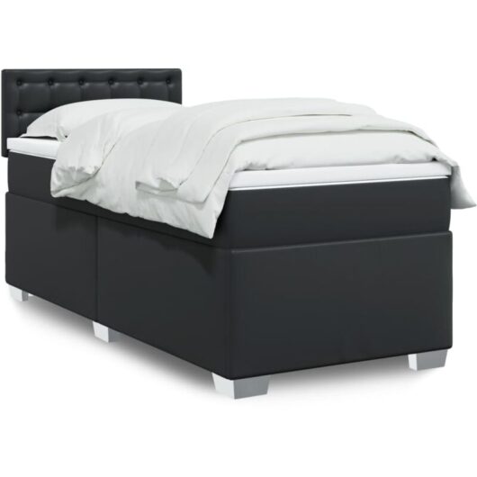 Vidaxl - Box Spring Bed with Mattress Black 100x200 cm Faux Leather
