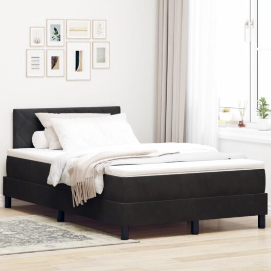 Vidaxl - Box Spring Bed with Mattress Black 120 x 200 cm Velvet