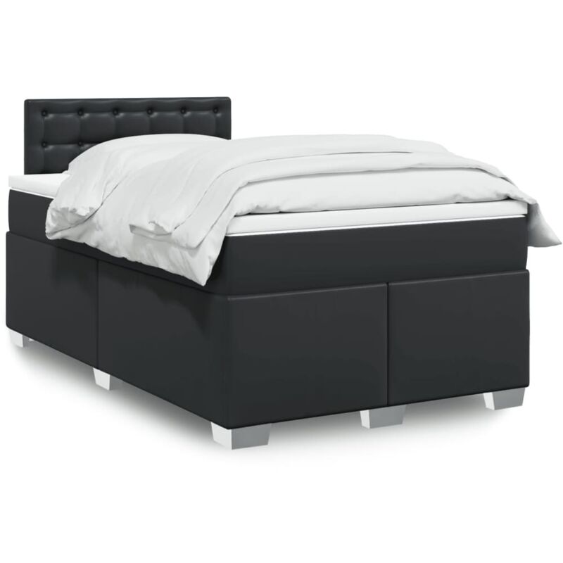 Vidaxl - Box Spring Bed with Mattress Black 120x190 cm Faux Leather