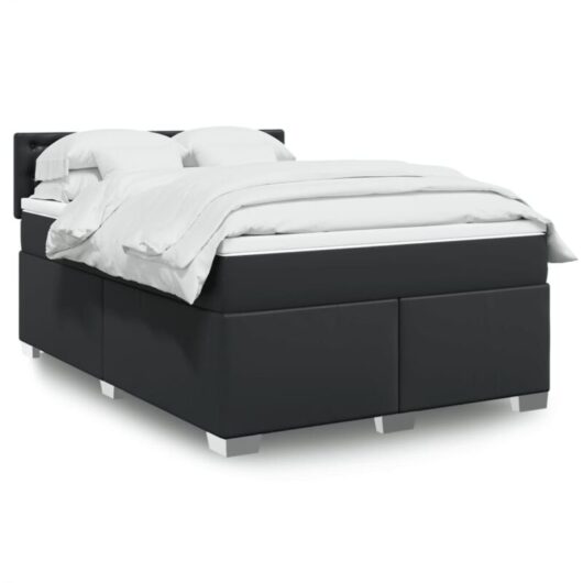 Vidaxl - Box Spring Bed with Mattress Black 160x200 cm Faux Leather
