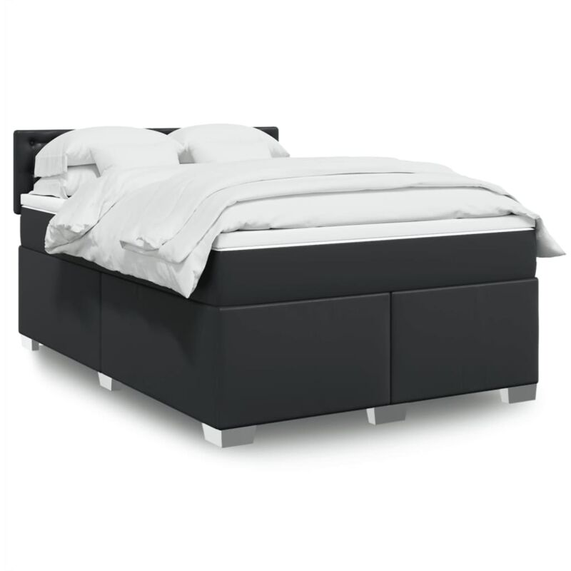 Vidaxl - Box Spring Bed with Mattress Black 160x200 cm Faux Leather