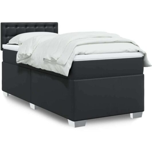Vidaxl - Box Spring Bed with Mattress Black 90x190 cm Faux Leather