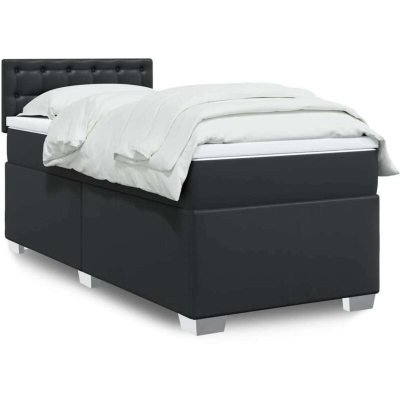Vidaxl - Box Spring Bed with Mattress Black 90x190 cm Faux Leather