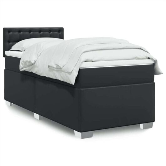 Vidaxl - Box Spring Bed with Mattress Black 90x200 cm Faux Leather