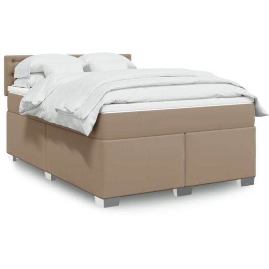 Vidaxl - Box Spring Bed with Mattress Cappuccino 140x190 cm Faux Leather
