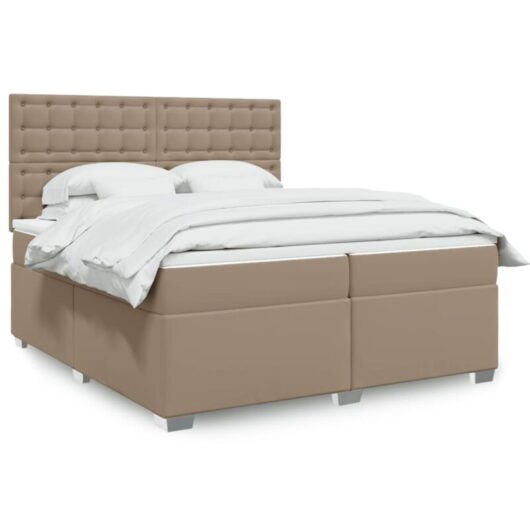 Vidaxl - Box Spring Bed with Mattress Cappuccino 200x200 cm Faux Leather