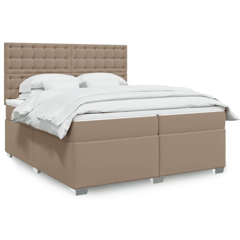 Vidaxl - Box Spring Bed with Mattress Cappuccino 200x200 cm Faux Leather
