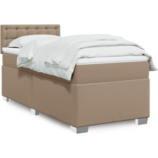 Vidaxl - Box Spring Bed with Mattress Cappuccino 90x200 cm Faux Leather